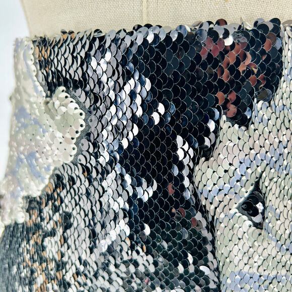 Free People FP One Silver Black Reversible Sequin Mini Skirt - Picture 3 of 6